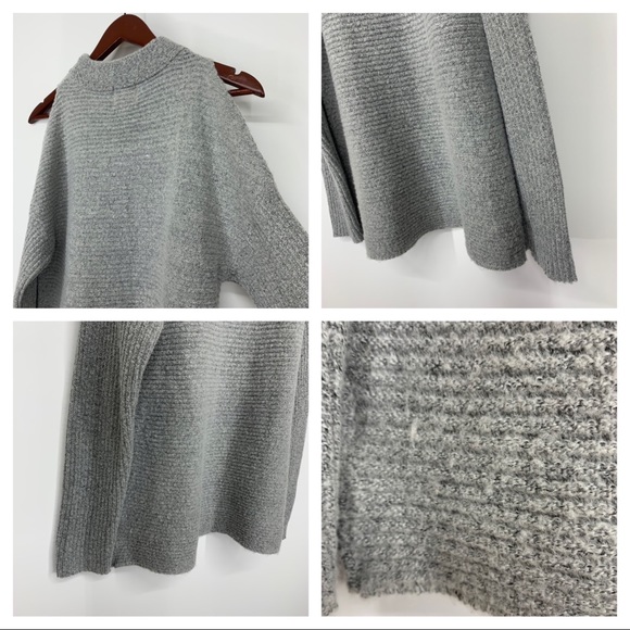 Hippie Rose Gray Star Stud & Grommet Super Stretchy Cold Shoulder Sweater Sz XS - Picture 9 of 15